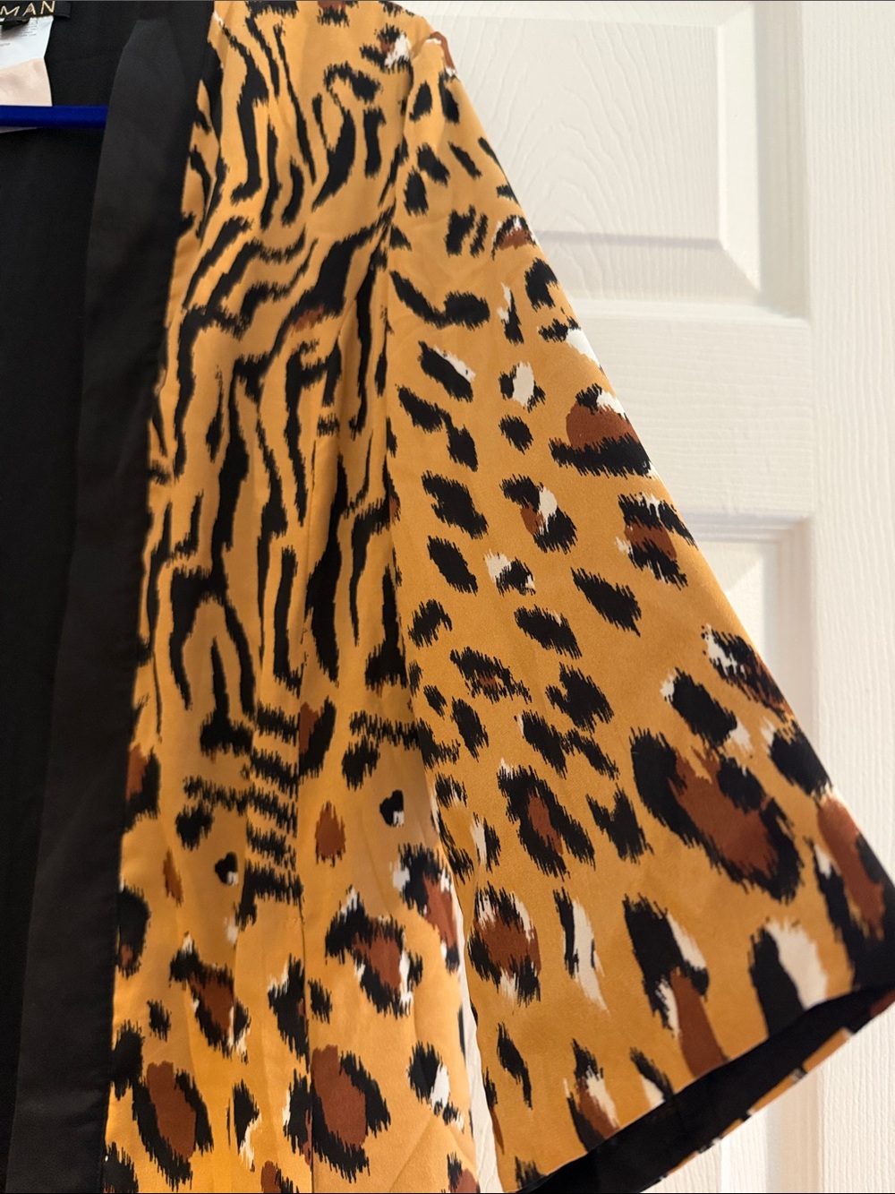 IMAN Animal-Print Open Front Cardigan Jacket - Tan, Black size L - Picture 4 of 7